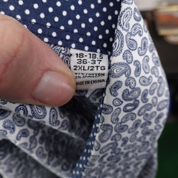 NICK GRAHAM STRETCH MODERN FIT PAISLEY BUTTON UP SHIRT MENS 18-18.5 36-37 2XL - Picture 7 of 7